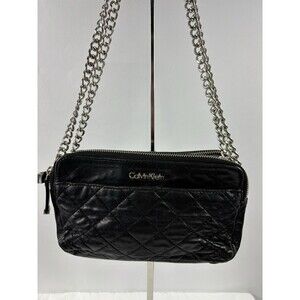 Calvin Klein Leather Shoulder Bag Quilted Black Crossbody Lady Bag